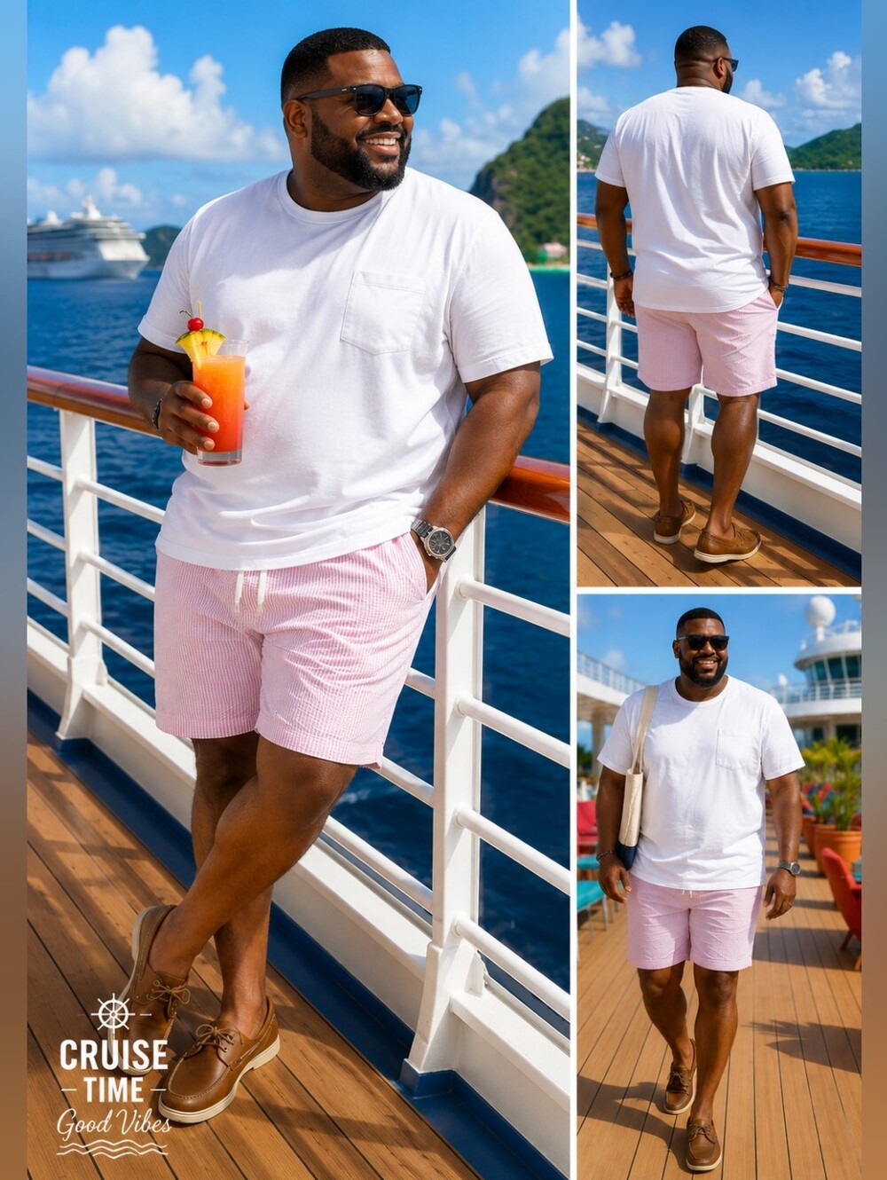 The Vacay Pull-On Shorts XXL NWT Pink Seersucker 7" Inseam